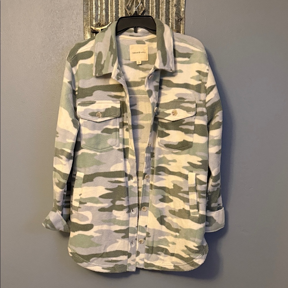 Thread & Supply Camouflage Jacket - Green and White